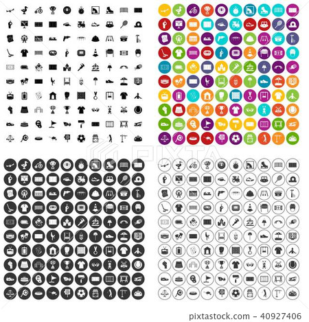 100 playground icons set vector variant 40927406