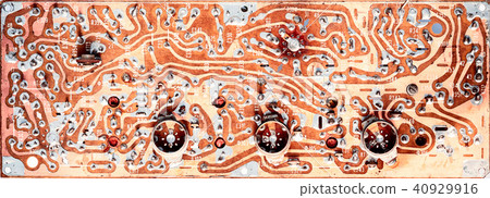 old circuit board isolated on white background 40929916