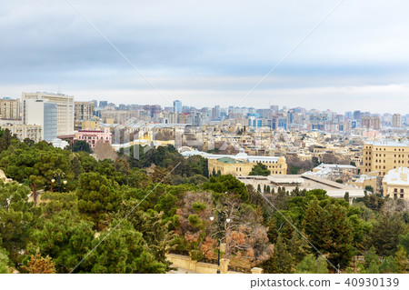 Old Town quarter and modern buildings in Baku. 40930139