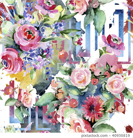 Colorful bouquet. Seamless background pattern. Fabric wallpaper print texture. Colorful bouquet. Seamless background pattern. Fabric wallpaper print texture. 40930819