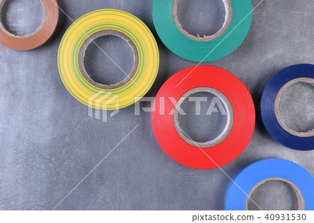 Multicolored insulating tapes top view 40931530