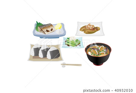 Today's rice ball and grilled salt mackerel Today's rice ball and grilled salt mackerel 40932010