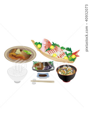 Boiled today's rice cooker and sea bream sashimi 40932073