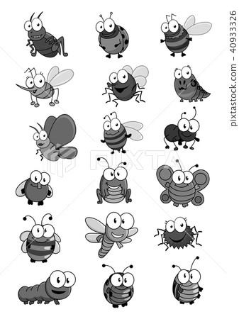 Insects and bugs vector cartoon comic icons set Insects and bugs vector cartoon comic icons set 40933326