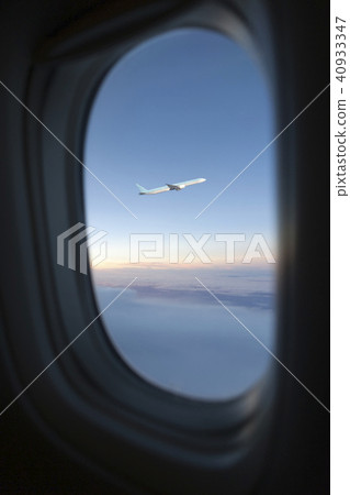 Window, airplane, airliner, clouds, sea Window, airplane, airliner, clouds, sea 40933347