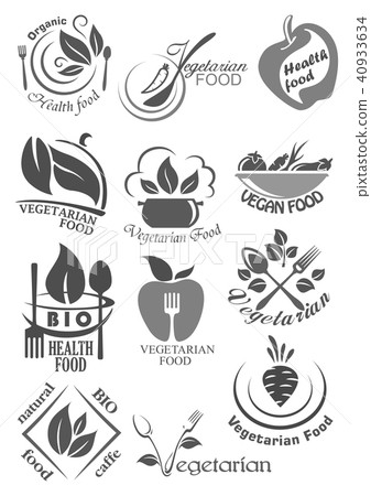 Vegetarian icons for vegan restaurant or cafe 40933634
