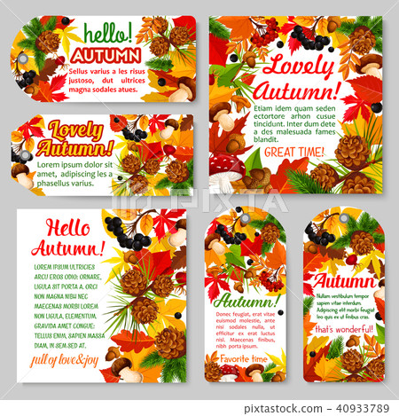 Hello Autumn banner and fall season tag set Hello Autumn banner and fall season tag set 40933789