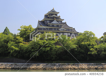 Okayama castle, castle tower North and Asahikawa Okayama castle, castle tower North and Asahikawa 40934238
