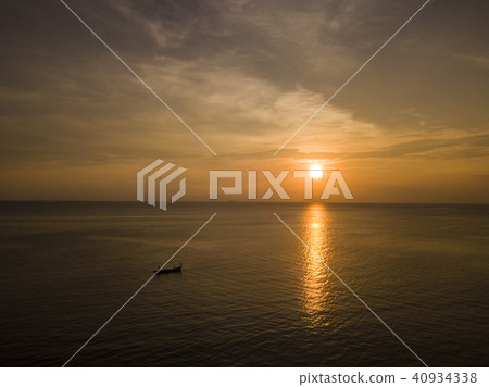 Natural Sunset Sunrise Over Field Or Meadow. Bright Dramatic Sky And Dark Ground. Countryside 40934338