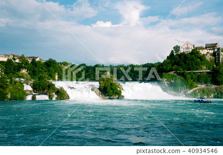View of the european biggest waterfall Rheinfall in Switzerland. 40934546