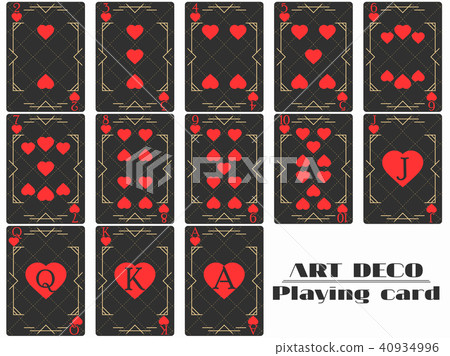 Playing cards heart suit. Poker cards art deco 40934996