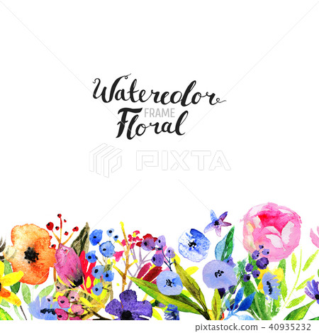 watercolor-flower-border-stock-illustration-40935232-pixta