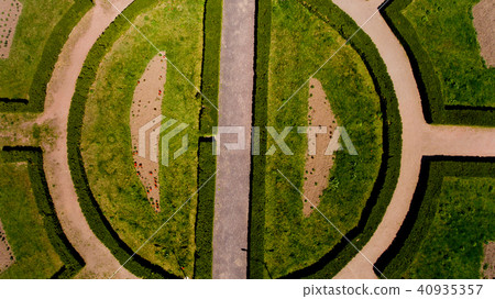 Top view of the lawn with geometric. Aerial view. Top view of the lawn with geometric. Aerial view. 40935357