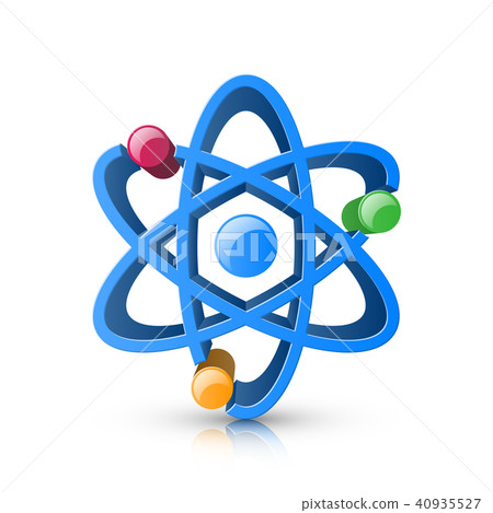 3d realistic atom icon on the white background. 3d realistic atom icon on the white background. 40935527