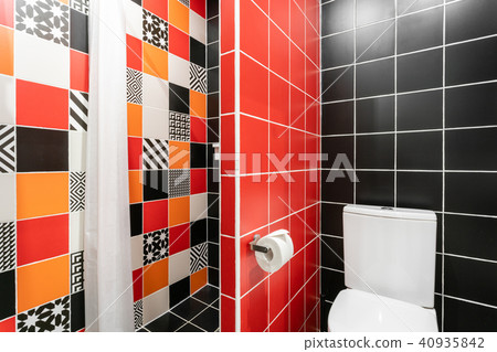 Bathroom with shower, toilet bowl and sink. Hotel standart bedroom. simple and stylish interior Bathroom with shower, toilet bowl and sink. Hotel standart bedroom. simple and stylish interior 40935842