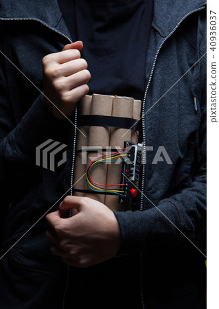 woman's holding Bomb with clock timer woman's holding Bomb with clock timer 40936037