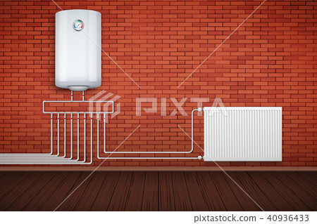 Heating radiator and boiler in room 40936433