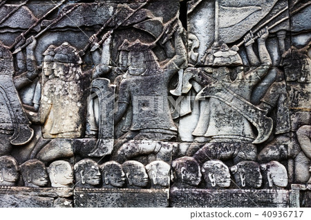 old khmer art carvings bas-relief 40936717