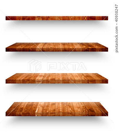 Wooden shelf isolated on white background Wooden shelf isolated on white background 40938247