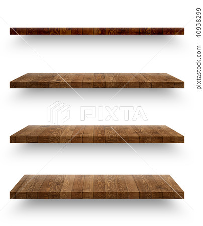 Wooden shelf isolated on white background Wooden shelf isolated on white background 40938299