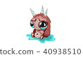 Sad cartoon fantastic monster. Three unicorn and big eyes character 40938510