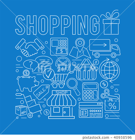 Online Shopping Thin Lines Web Icon Concept Online Shopping Thin Lines Web Icon Concept 40938596
