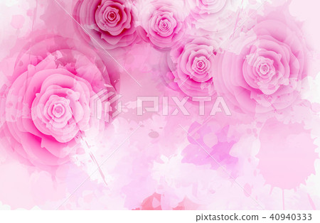 Template with watercolor abstract roses Template with watercolor abstract roses 40940333