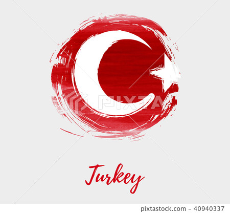 Turkey flag in grunge round shape Turkey flag in grunge round shape 40940337