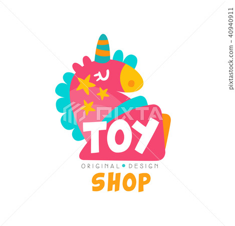 Toy shop logo design template, kids store, baby market badge vector Illustration on a white Toy shop logo design template, kids store, baby market badge vector Illustration on a white 40940911