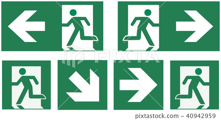 emergency exit sign set - pictogram vector 40942959
