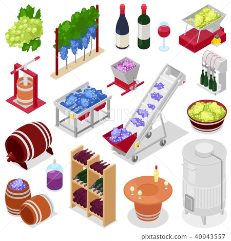 Winery vector wine alcohol in winebottles or wineglass with grape or grapevine on winemaking 40943557