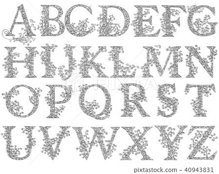 Vintage fishnet (floral) font. Vintage fishnet (floral) font. 40943831