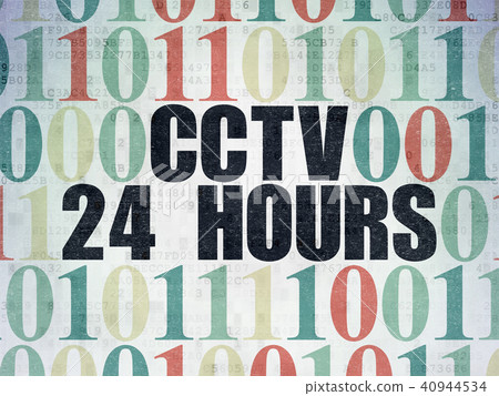 Protection concept: CCTV 24 hours on Digital Data Paper background Protection concept: CCTV 24 hours on Digital Data Paper background 40944534