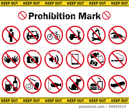 Prohibition mark icon set 40945014