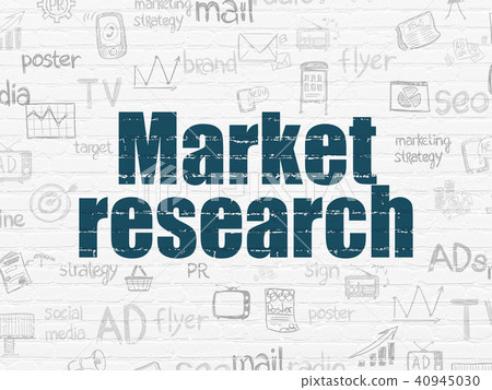 Marketing concept: Market Research on wall... - Stock Illustration ...