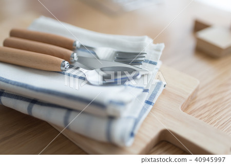 餐具。叉子。勺子。，廚房，廚房。， 40945997