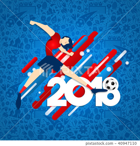 Soccer player kicking ball for 2018 sport game Soccer player kicking ball for 2018 sport game 40947110