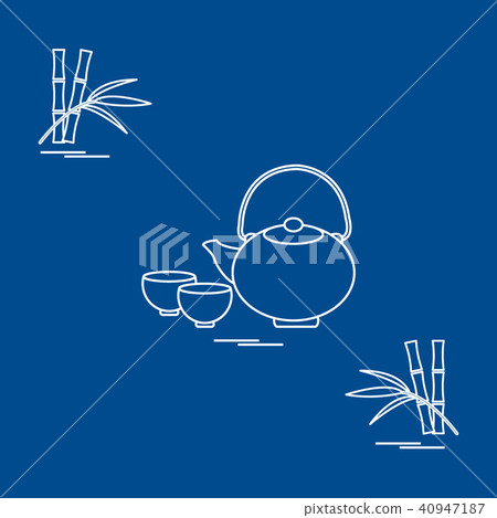 Stylized icon of the teapot with two cups and Stylized icon of the teapot with two cups and 40947187