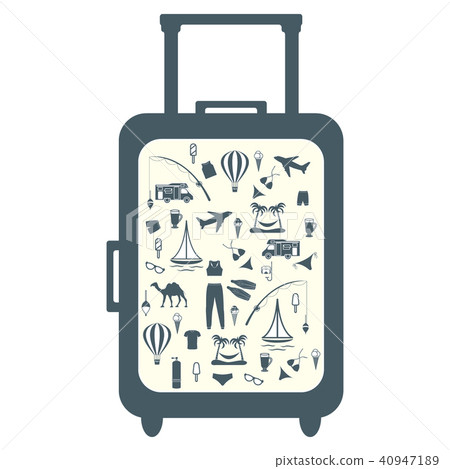 colorful suitcase with different pictures on the colorful suitcase with different pictures on the 40947189