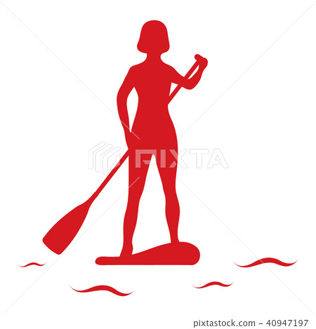 Female silhouette on stand up paddle board SUP. Female silhouette on stand up paddle board SUP. 40947197