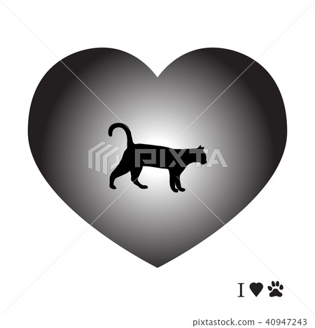 Silhouette walking cat inside the heart Health 40947243