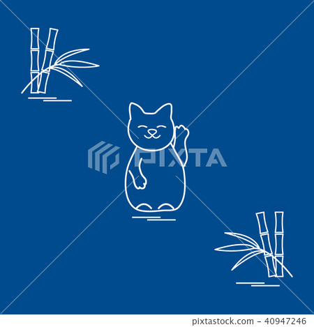 Stylized icon of japanese lucky cat Maneki Neko 40947246