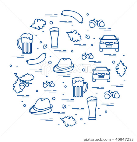 various symbols of Germany arranged in a circle 40947252