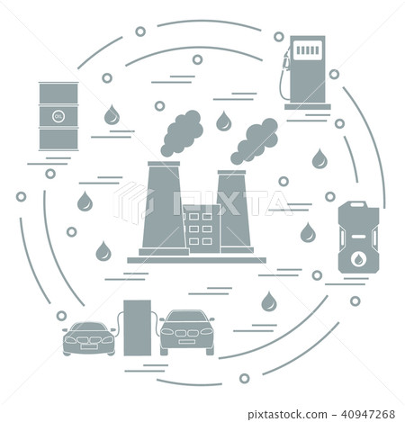 refinery plant with smoking chimneys, canister of refinery plant with smoking chimneys, canister of 40947268