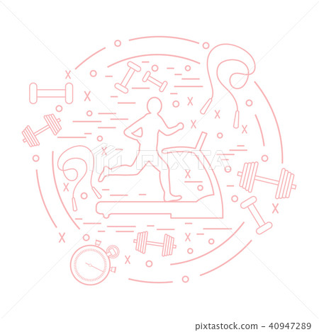 the man jogging on a treadmill and different kinds 40947289