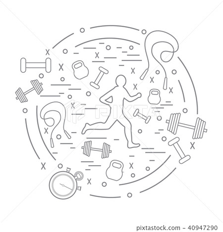 the jogging man and different kinds of sports 40947290