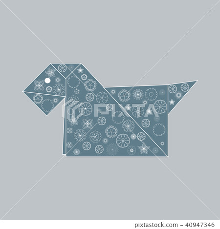 Origami paper dog with flowers Origami paper dog with flowers 40947346