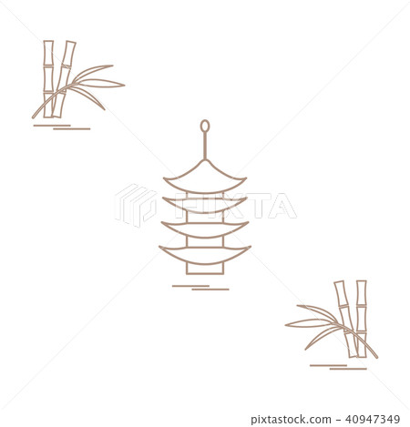 Stylized icon of the pagoda and bamboo Travel and 40947349