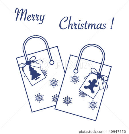 two gift bags with snowflakes and tags with two gift bags with snowflakes and tags with 40947350