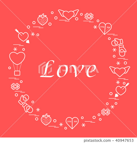 different romantic symbols arranged in a circle 40947653
